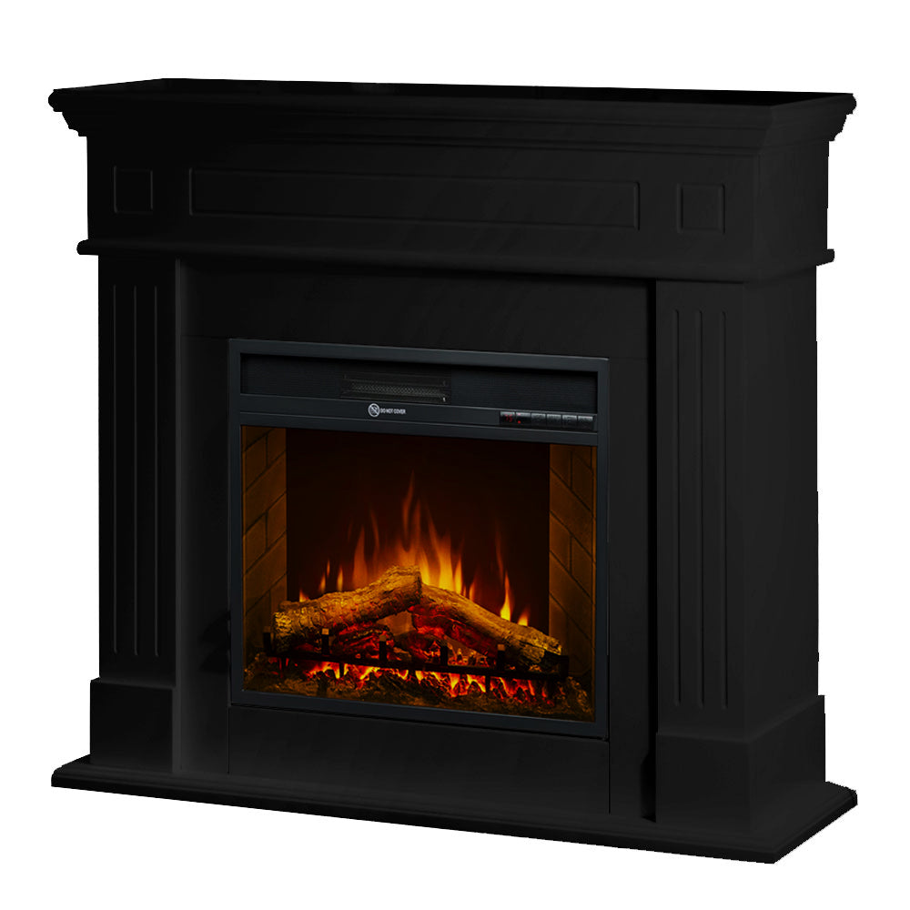Cambridge - Elektrischer Standkamin Mit Flammeneffekt, 110 X 100 X 36 Cm, In Schwarzem Holz
