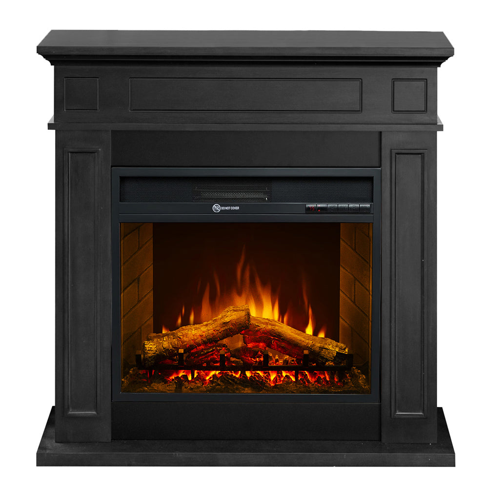 Jefferson - Elektrischer Standkamin Mit Flammeneffekt, 89,5 X 90,5 X 28 Cm, Schwarzes Holz