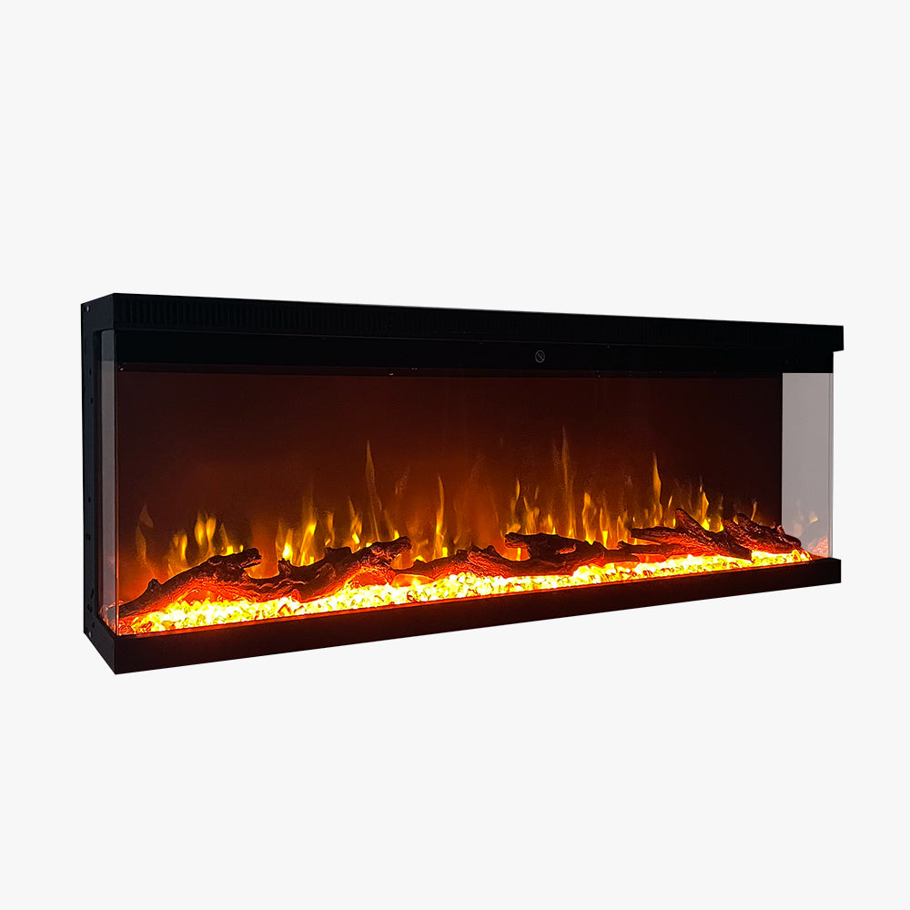 Boston 100 - Dreiseitiger, Eingebauter Elektrokamin, 101,6 X 43,9 X 20,1 Cm, Aus Schwarzem Stahl