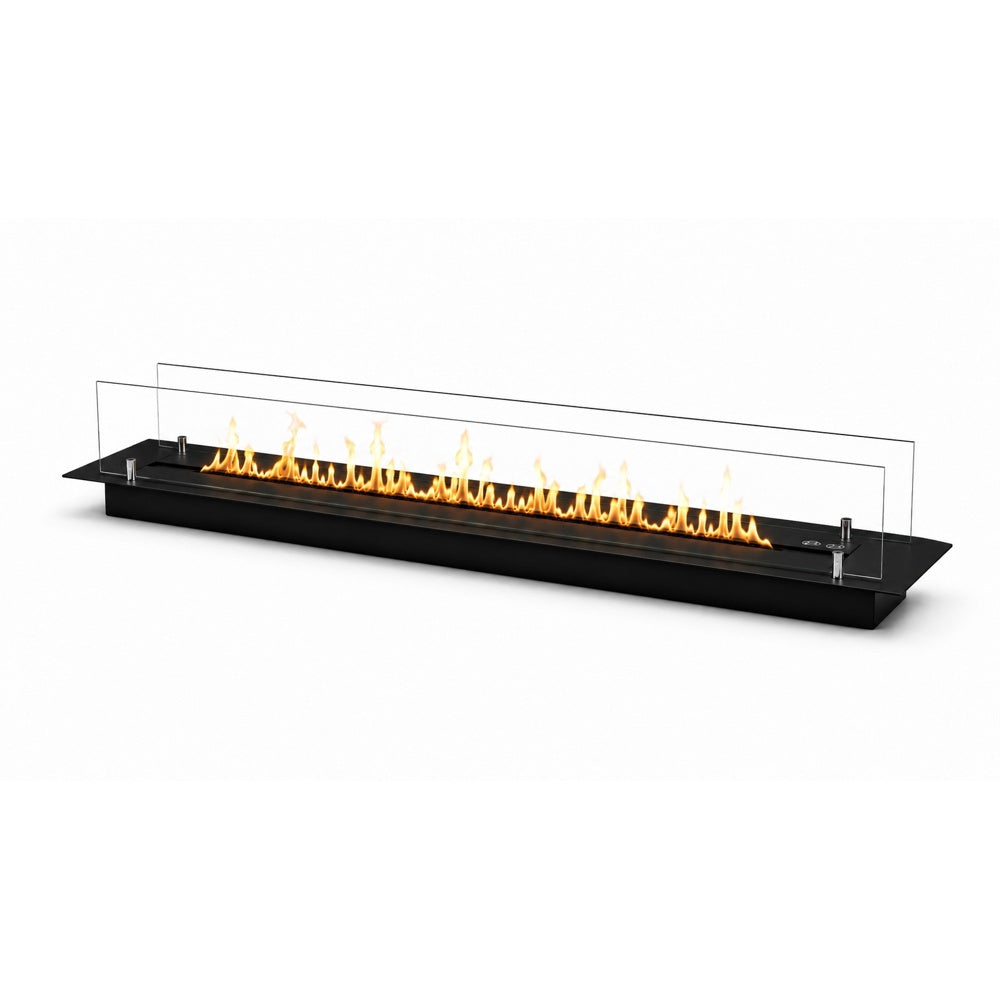 Topline - 3-liter-einbau-bioethanol-kaminbrenner, 120 X 21 X 25 Cm, Schwarze Edition Aus Stahl