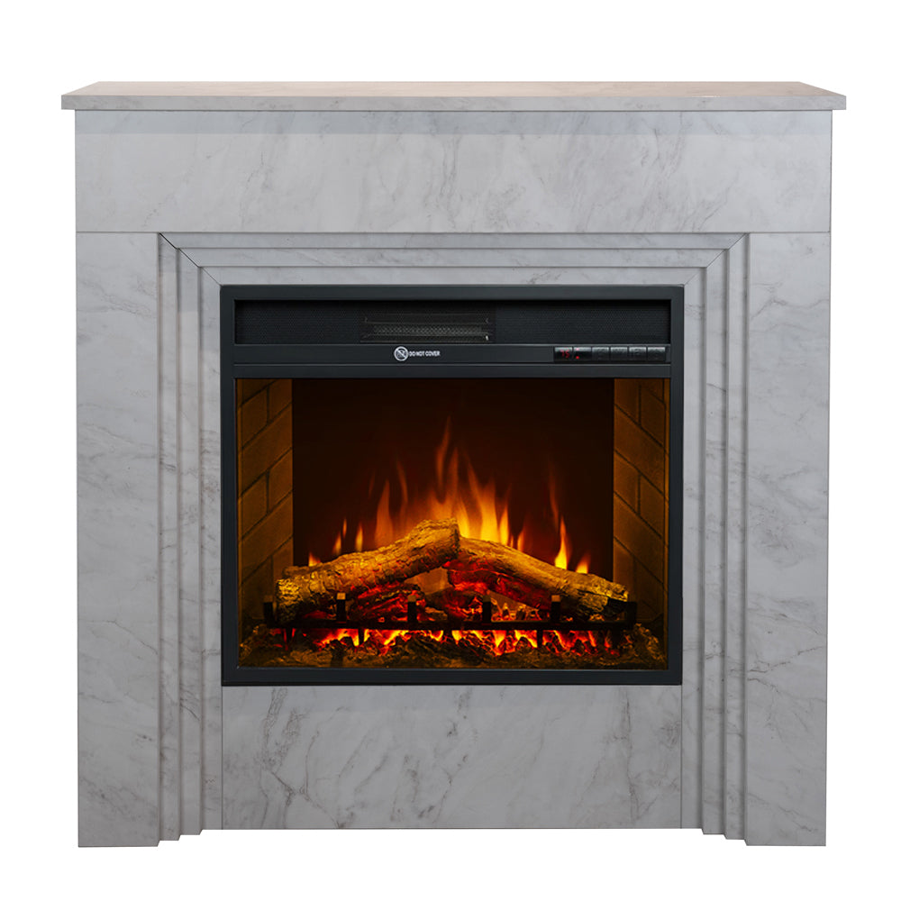 Bellini - Elektrischer Standkamin Mit Flammeneffekt, 96 X 96 X 35 Cm, Holz In Weißer Marmoroptik