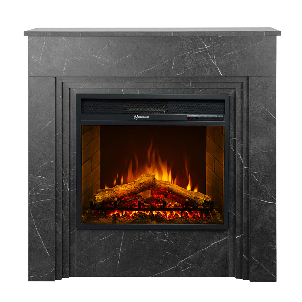 Bellini - Elektrischer Standkamin Mit Flammeneffekt, 96 X 96 X 35 Cm, Holzoptik Schwarz-marmor.