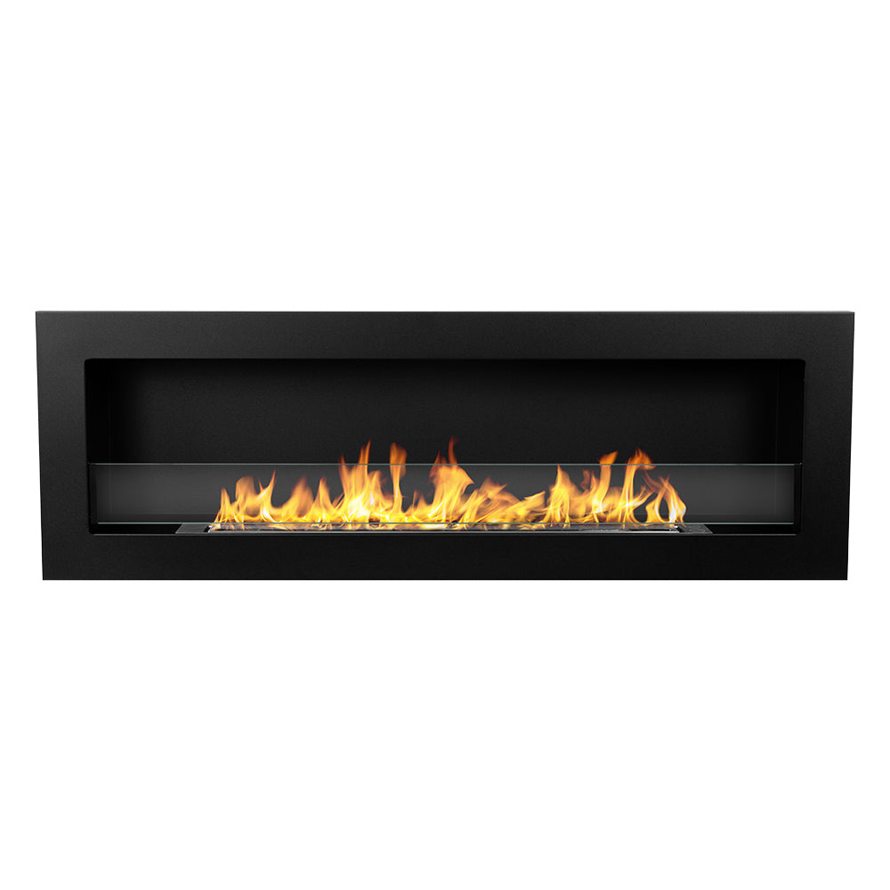 Livorno 120 - Wand- Oder Einbaukamin Mit Bioethanol, 120 X 40 X 15 Cm, Mit 1,25-liter-brenner, Aus Schwarzem Stahl