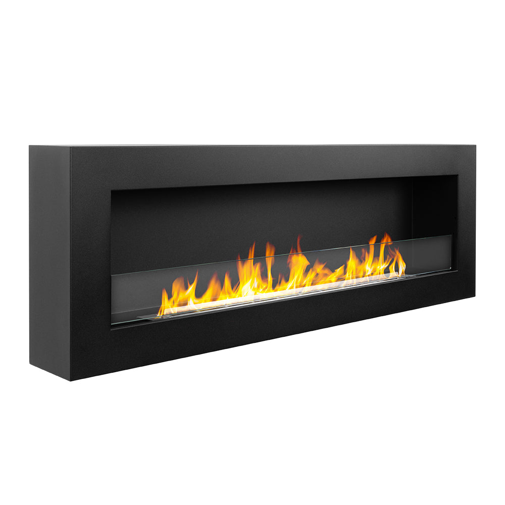 Siena 120 - Wandmontierter Bioethanolkamin 120 X 41 X 15 Cm Mit 1,25-liter-brenner In Schwarzem Stahl