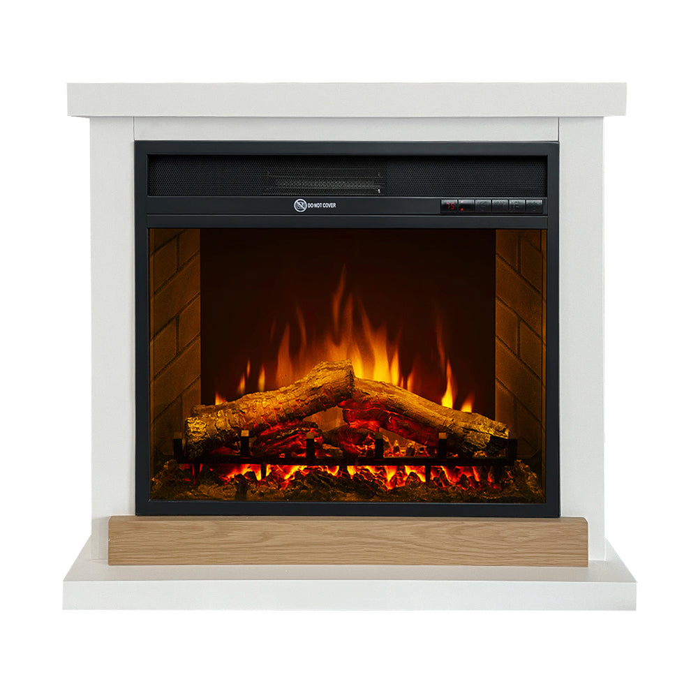 Stockholm - Elektrischer Standkamin Mit Flammeneffekt, 75,5 X 70 X 28 Cm, Aus Weißem Holz
