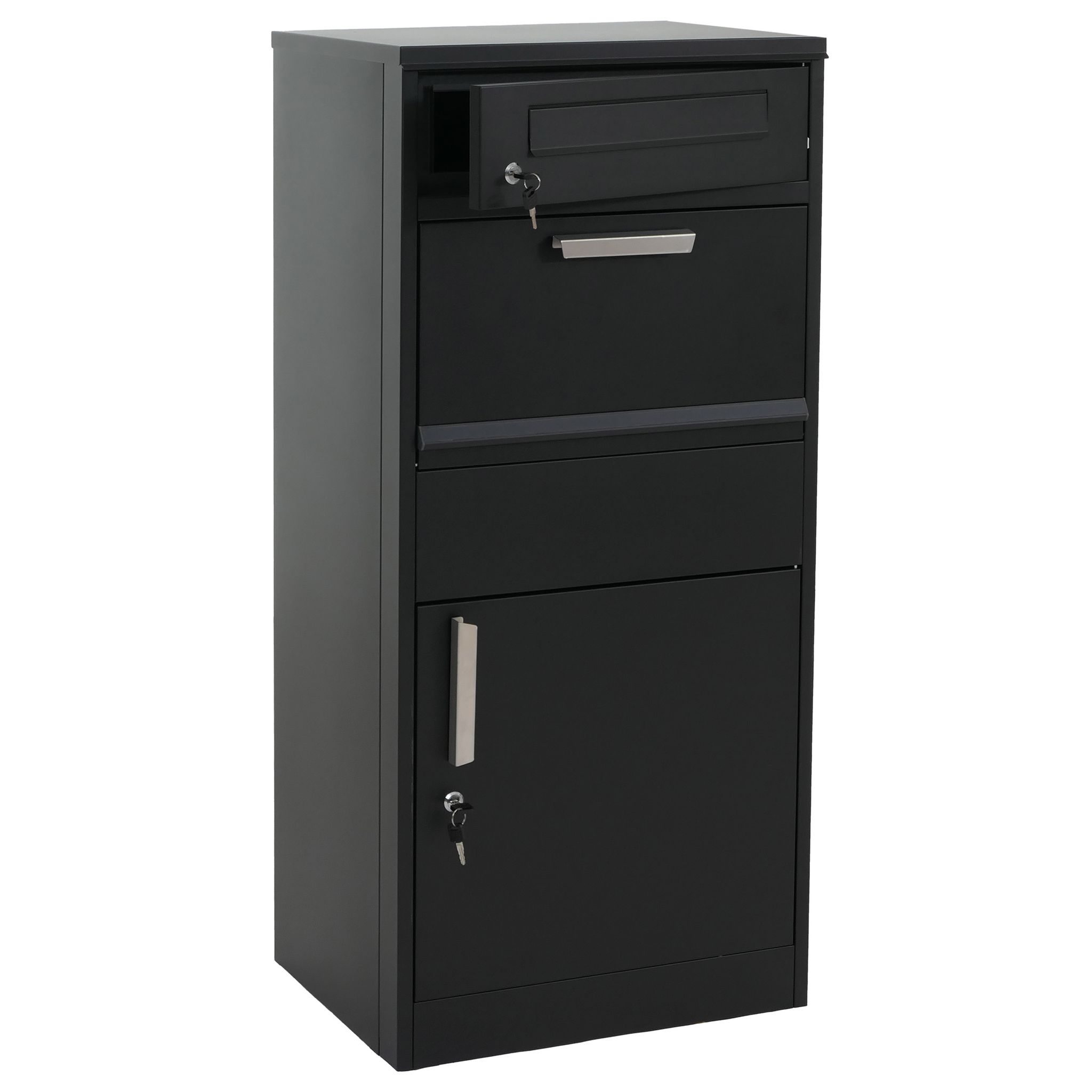 [neuwertig] Paketkasten Mit Led-licht Hhg-077, Paketbox Standbriefkasten Briefkasten Beleuchtung, Metall 112x50x57cm Schwarz