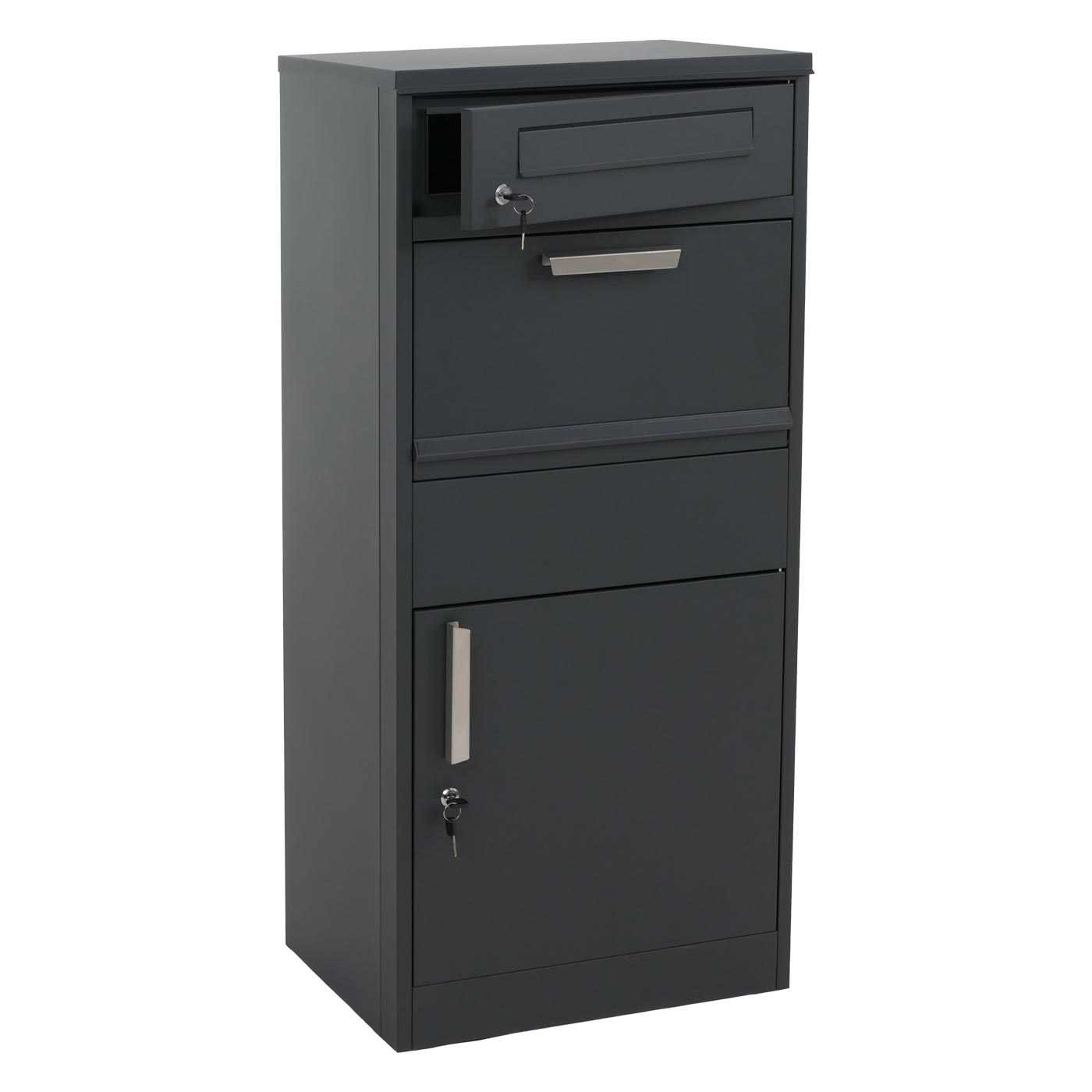 [neuwertig] Paketkasten Mit Led-licht Hhg-077, Paketbox Standbriefkasten Briefkasten Beleuchtung, Metall 112x50x57cm Anthrazit