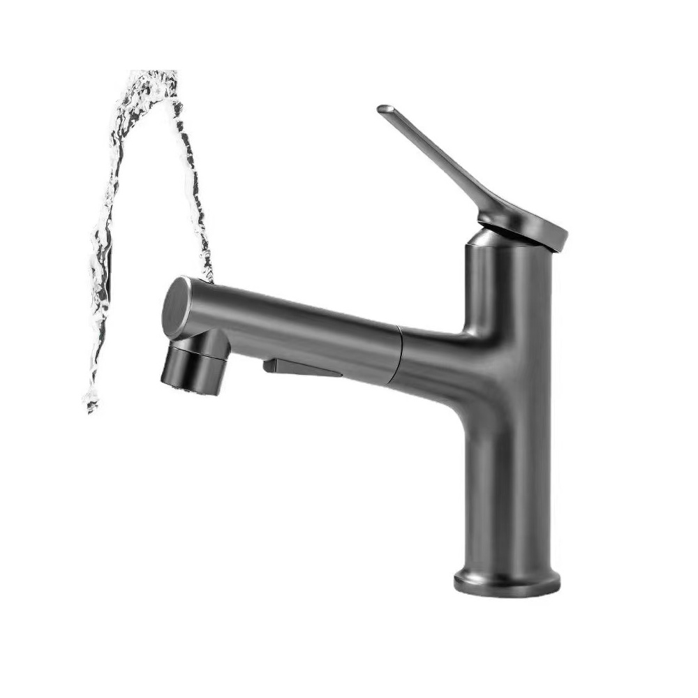 Robinet Salle De Bain Mit Ausziehbarer Dusche, 2 Modi, Cartouche Céramique Silencieuse, Eau Chaude/froide, Einfache Installation Mit Flexiblen Elementen