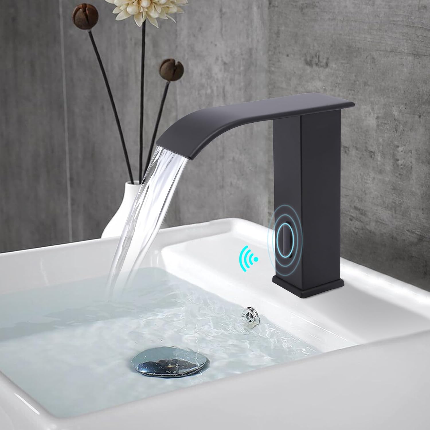 Robinet Und Capteur Pour Salle De Bain Et Cuisine, Milder Des Lavabo Und Acier Inoxydable Sans Contact Mit Kontrolle Der Temperatur Des Lavabo