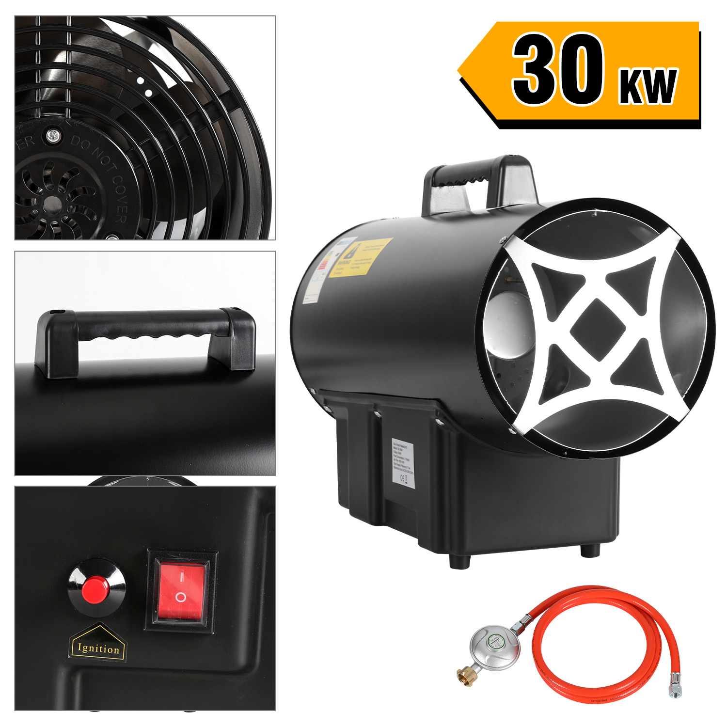 Jiubiaz Gasheizgebläse 30 Kw Lpg Gasheizer Bauheizer Mit 700 Mbar, Heizkanone Für Werkstatt Baustelle Garage Lagerhalle Gewächshaus