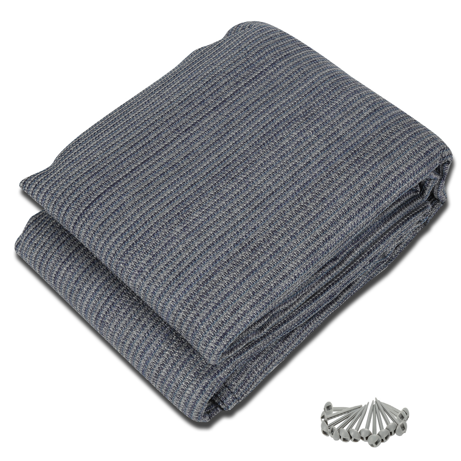 Jiubiaz Campingteppich Aus Hdpe, 240 G/m², Blaugrau - 400 X 400 Cm, 1 Teppich, Inkl. 13 Heringe, Uv-stabil, Beidseitig Nutzbar