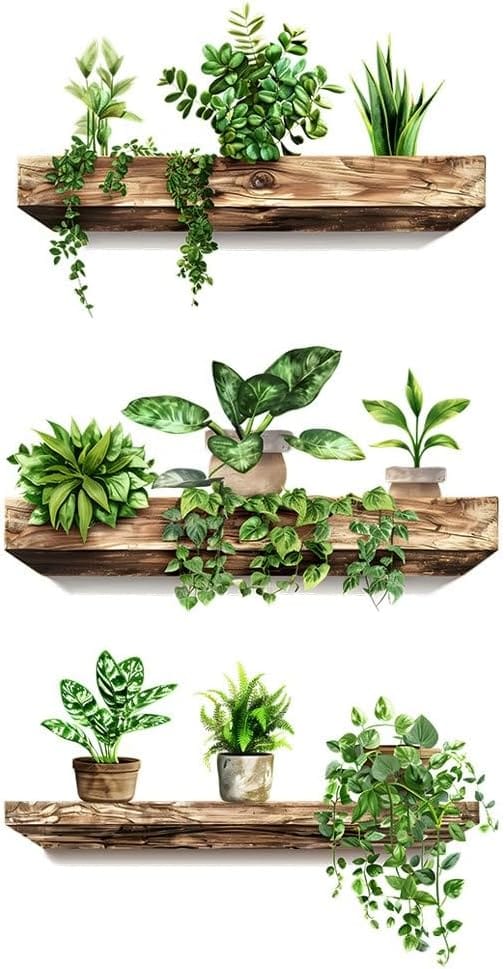 3d-wandaufkleber Mit Grünen Pflanzen, Blumentöpfe, Wanddekoration Für Wohnzimmer, Schlafzimmer, Büro, Küche (27 X 39 Cm, 3 Stück)