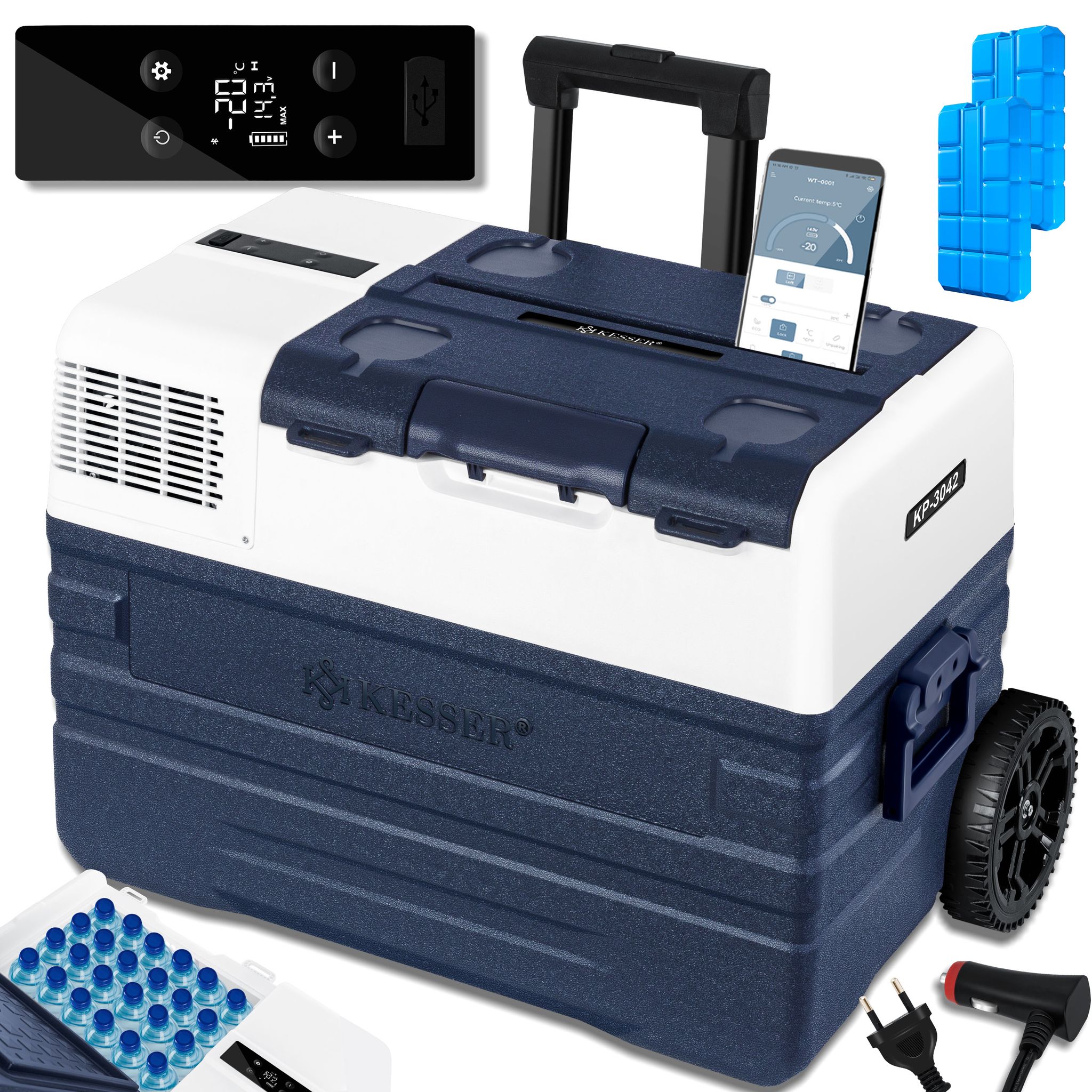 Kesser® Kompressor-kühlbox 42-52l, -20 °c, App-steuerung - Navyblau, 42 L