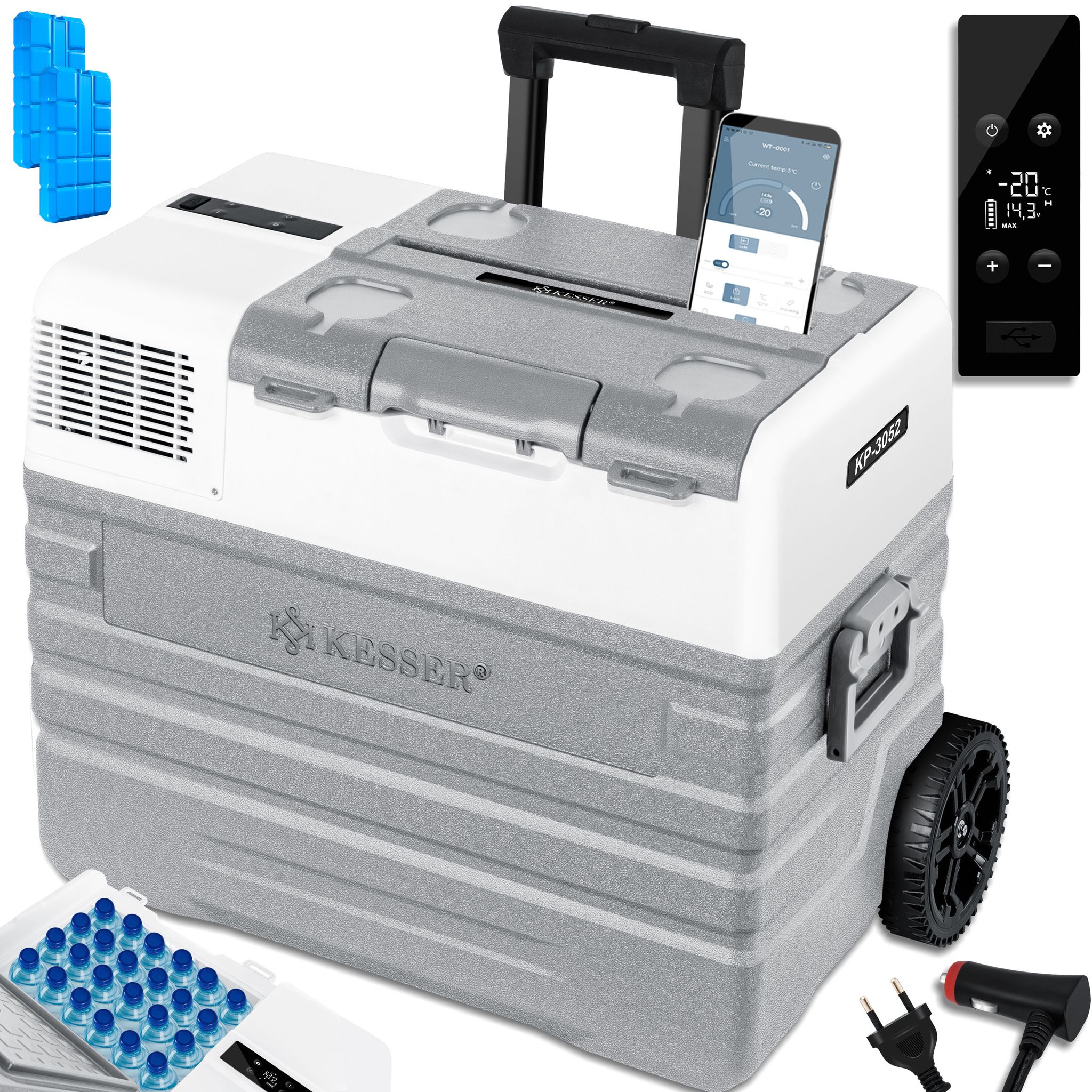 Kesser® Kompressor-kühlbox 42-52l, -20 °c, App-steuerung - Grau, 52 L