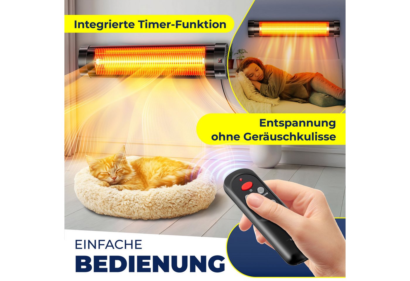 Kesser® Infrarotstrahler, 2500 W - 2500w Mit Fernbedienung ( Schwarz )