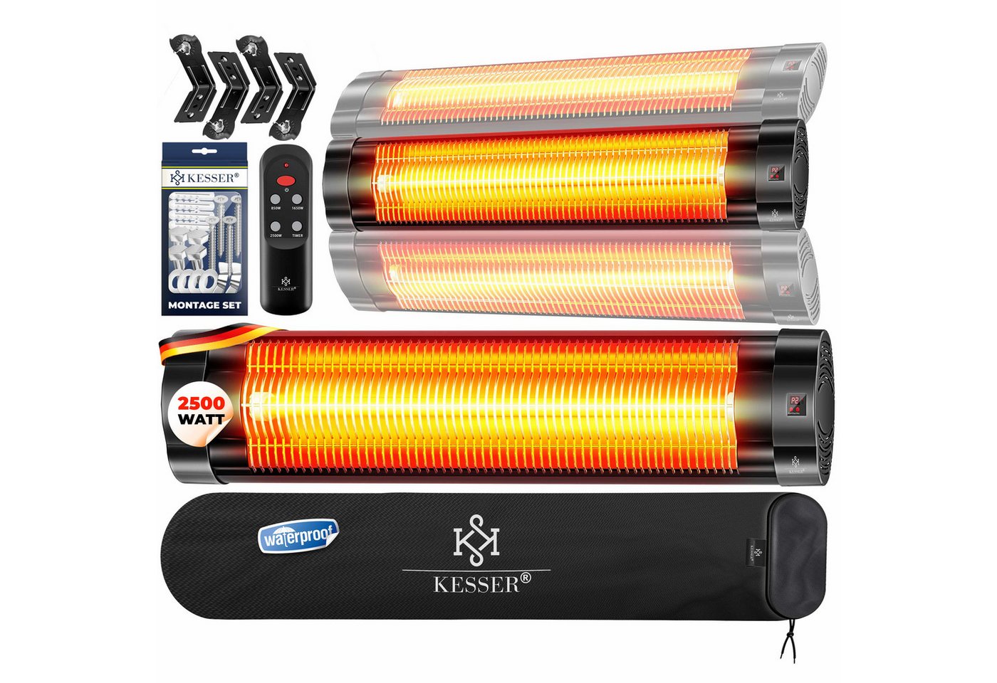 Kesser® Infrarotstrahler, 2500 W - 2500w Mit Fernbedienung ( Schwarz ) Bild 2