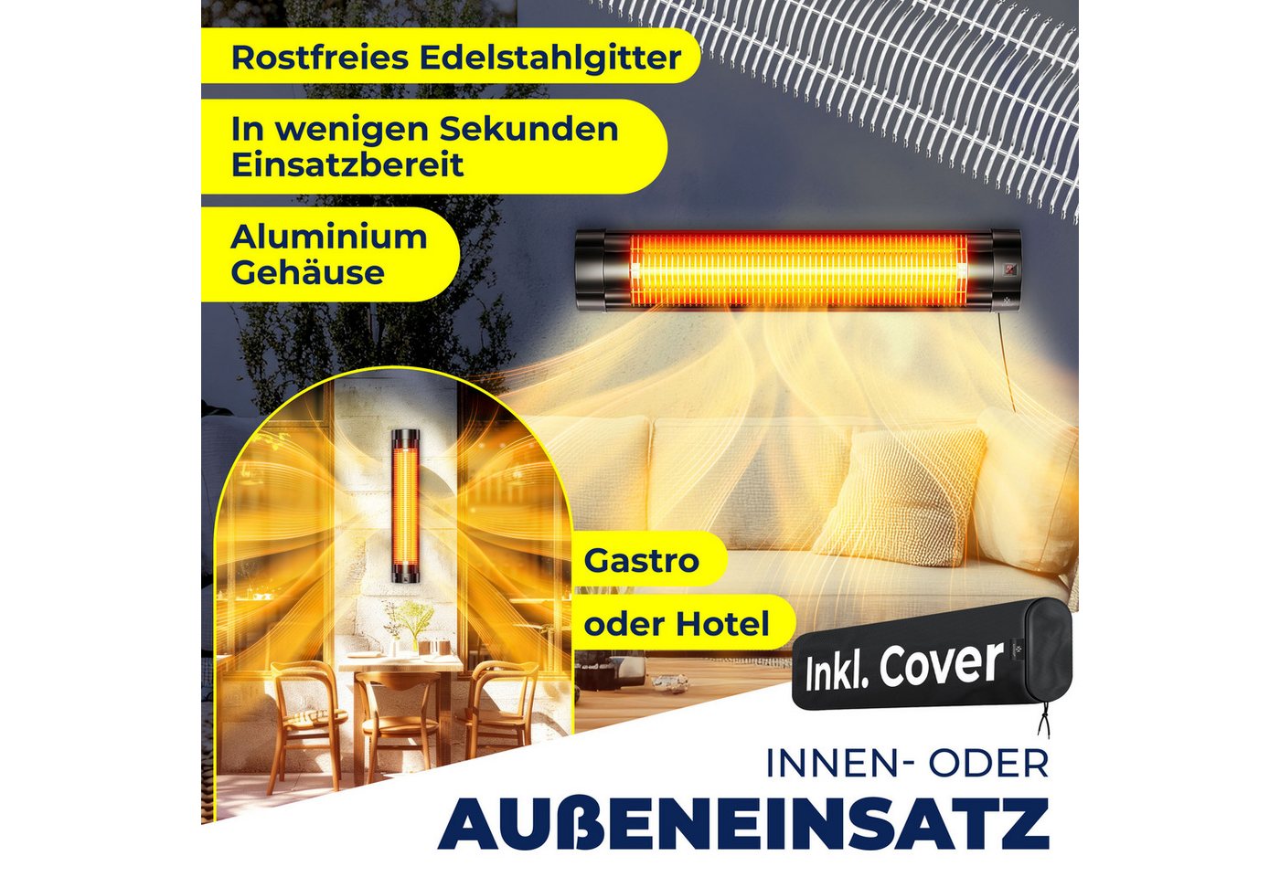 Kesser® Infrarotstrahler, 2500 W - 2500w Mit Fernbedienung ( Schwarz ) Bild 5