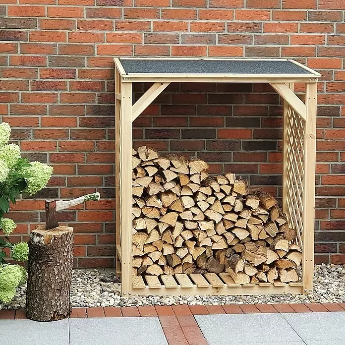 Promadino Kaminholzregal Speyer (120 x 68 x 148 cm, Holz, Natur, Ohne Wetterschutz)