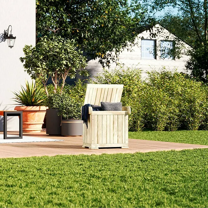 Promadino Auflagenbox Patrick (56 x 43 x 56 cm, Holz, Natur, Ohne Auflage, Mit Sitzfunktion)