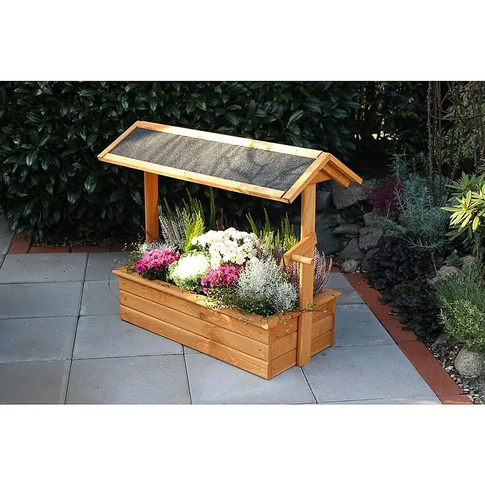 Promadino Pflanzkasten Zierbrunnen Chiemsee (Außenmaß (L x B x H): 94,5 x 49 x 77 cm, Holz, Braun)