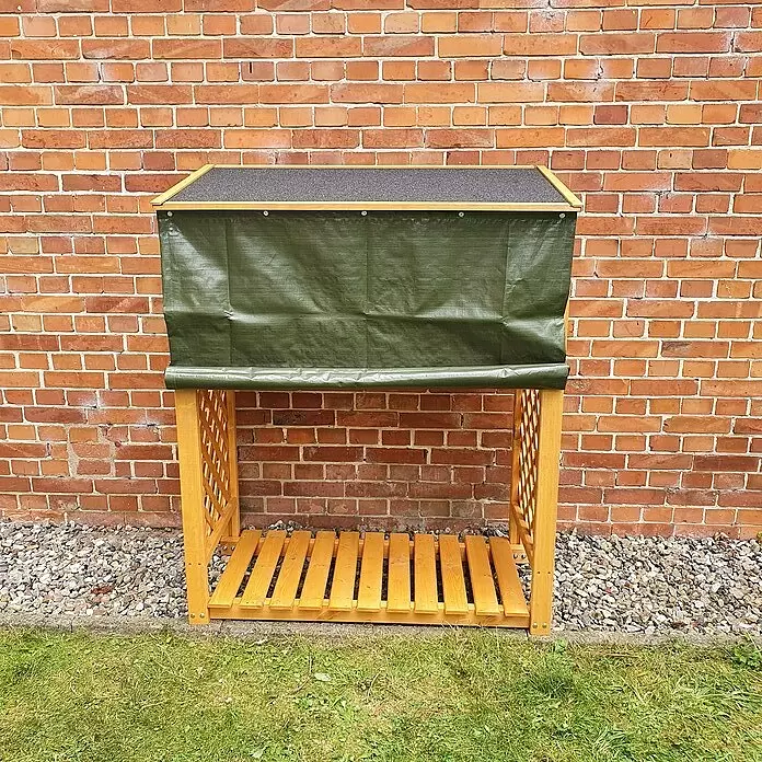 Promadino Kaminholzregal Speyer mit Wetterschutz (120 x 68 x 148 cm, Honigbraun)