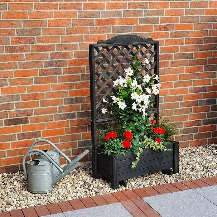Promadino Pflanzkasten Romantica (Außenmaß (L x B x H): 80 x 38 x 140 cm, Holz, Anthrazit)