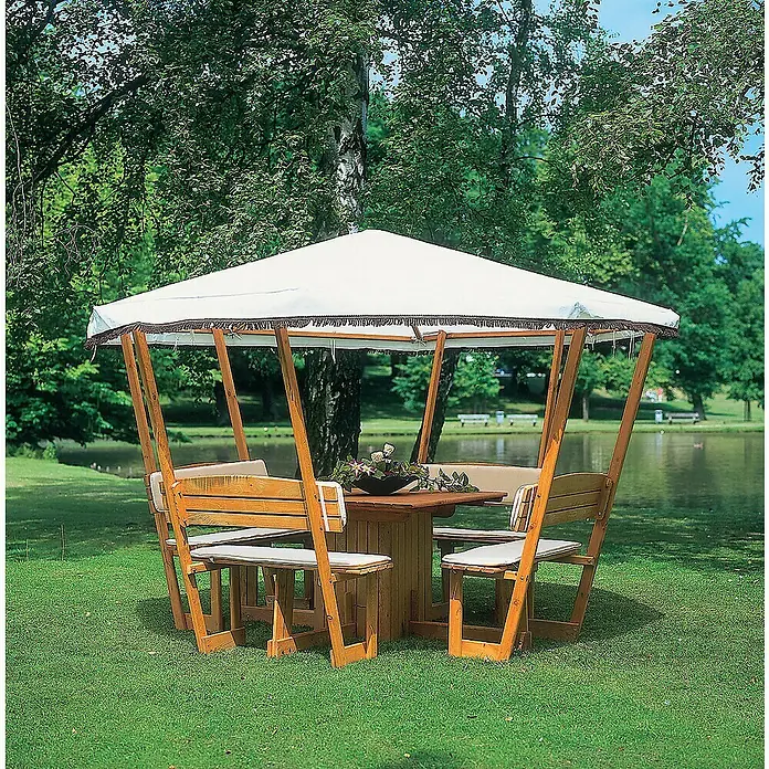Promadino Standard-Pavillon Rosenheim (L x B: 304 x 304 cm, Honigbraun, Farbe Dach: Weiß)
