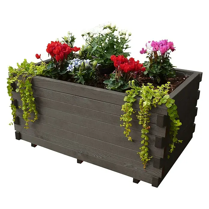 Promadino Pflanzkasten Siena (Außenmaß (L x B x H): 80 x 50 x 39 cm, Holz, Anthrazit)