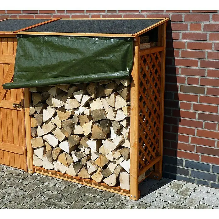 Promadino Kaminholzregal Erweiterung Speyer (120 x 68 x 148 cm, Honigbraun)