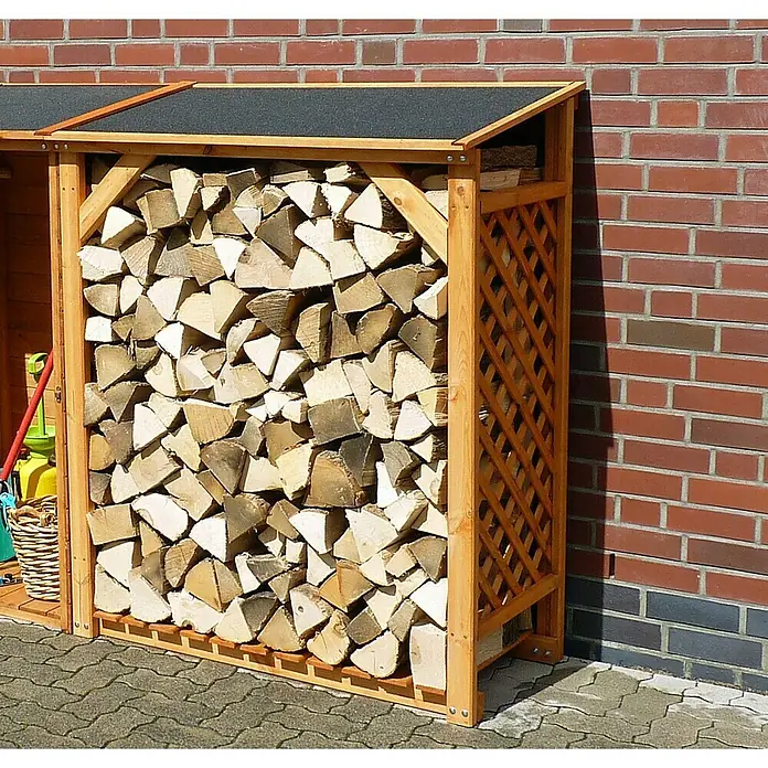 Promadino Kaminholzregal Erweiterung (120 x 68 x 148 cm, Holz, Honigbraun)