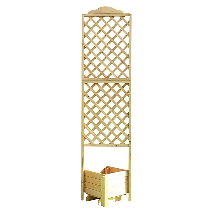 Promadino Pflanzkasten Romantica Eckelement (Außenmaß (L x B x H): 38 x 38 x 210 cm, Holz, Honigbraun)