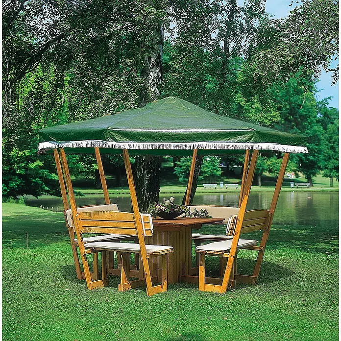 Promadino Standard-Pavillon Rosenheim (L x B: 304 x 304 cm, Honigbraun, Farbe Dach: Grün)