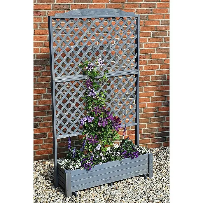 Promadino Pflanzkasten Romantica (Außenmaß (L x B x H): 210 x 38 x 120 cm, Holz, Grau)