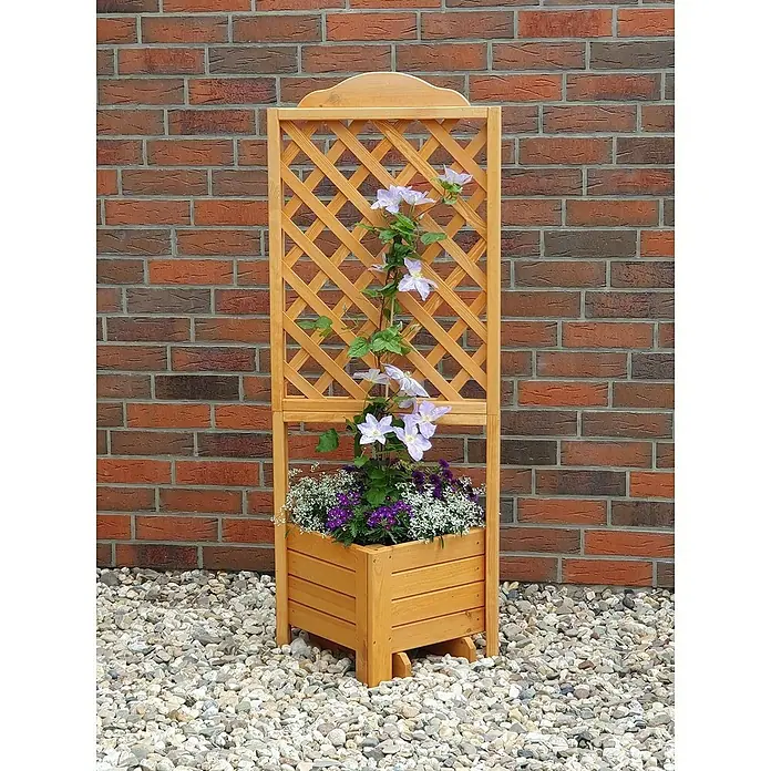 Promadino Pflanzkasten Romantica (Außenmaß (L x B x H): 140 x 38 x 38 cm, Holz, Honigbraun)