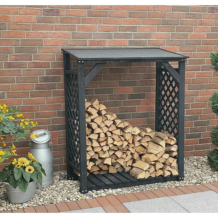 Promadino Kaminholzregal Speyer (120 x 68 x 148 cm, Holz, Anthrazit)