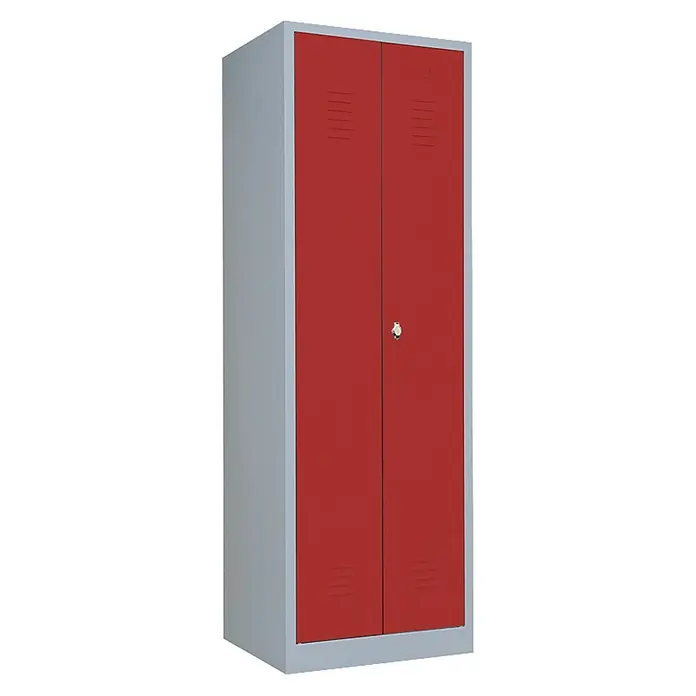 Lüllmann Metall-Mehrzweckschrank (H x B x T: 180 x 60 x 50 cm, Lichtgrau/Feuerrot, Fertig montiert, Anzahl Böden: 4 Stk.)