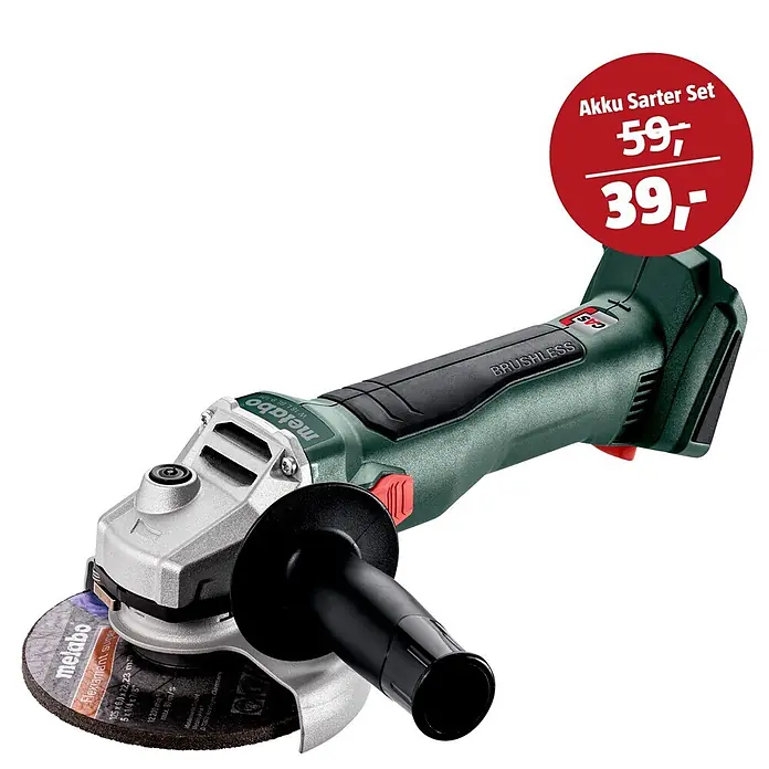 Metabo CAS 18V Maschinen-Set (Akku-Winkelschleifer W 18 L BL 9-125 + 39€ Akku-Basis-Set)