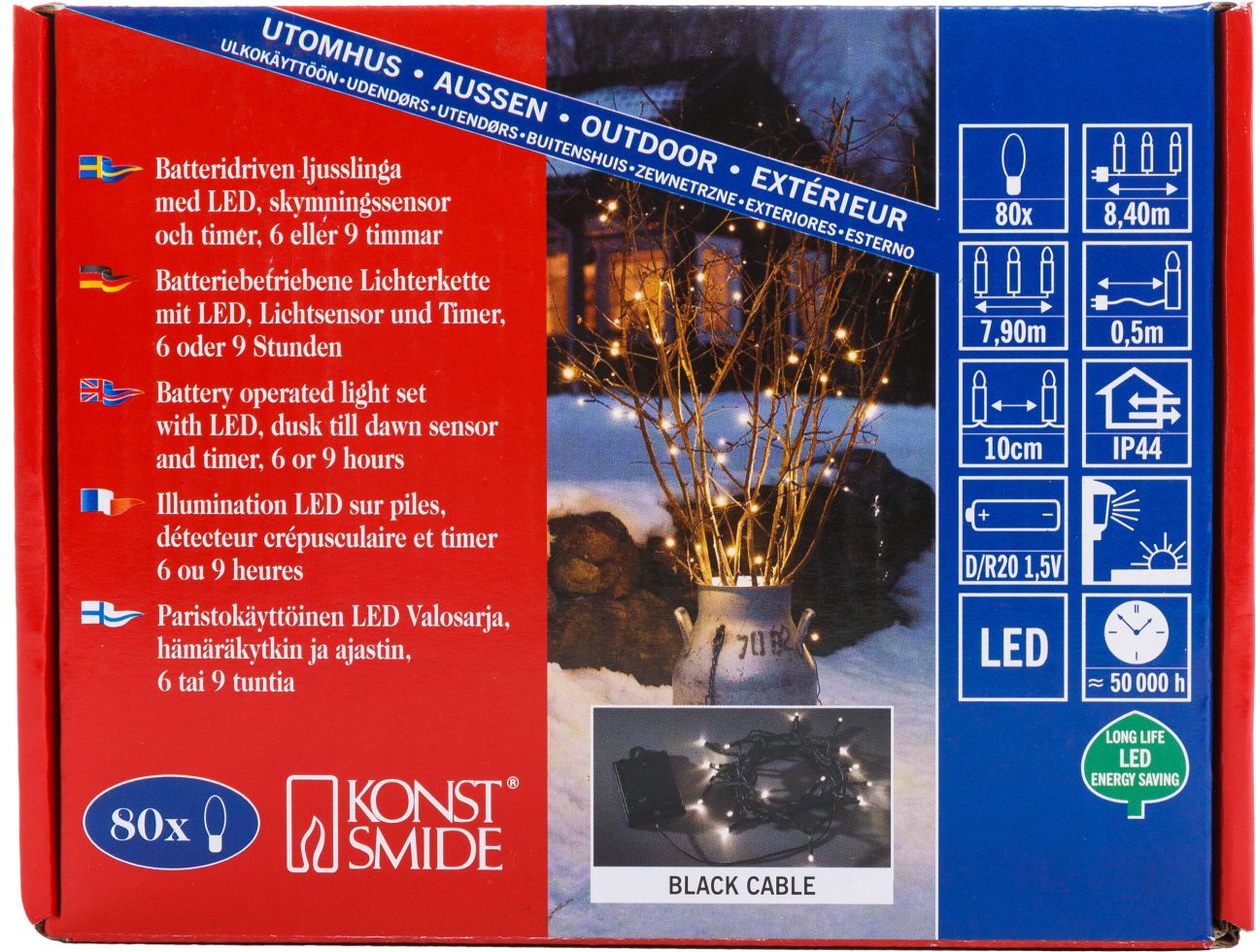 Konstsmide LED Lichterkette 80 LED 80 LED, warmweiß