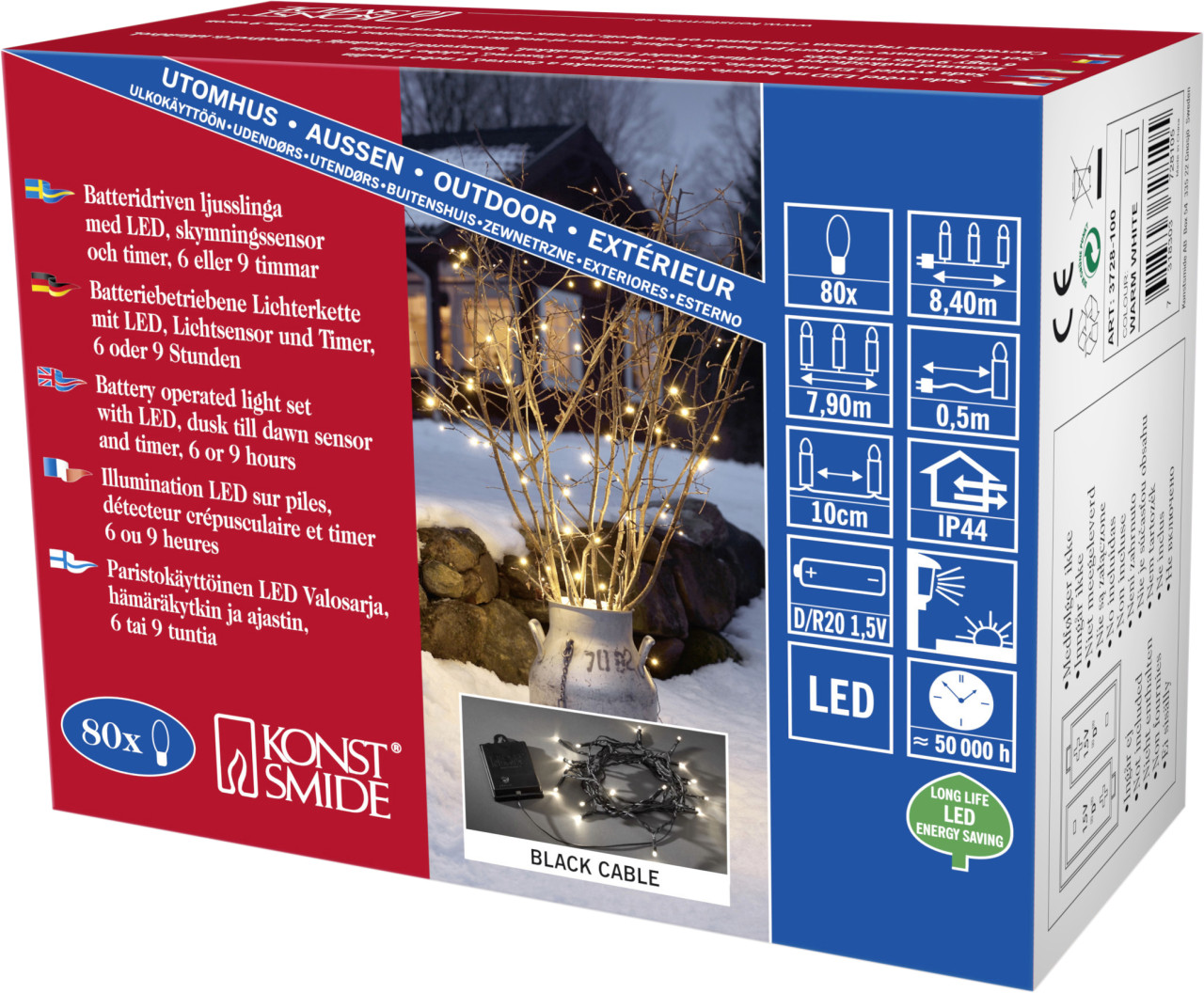 Konstsmide LED Lichterkette 80 LED 80 LED, warmweiß Bild 2