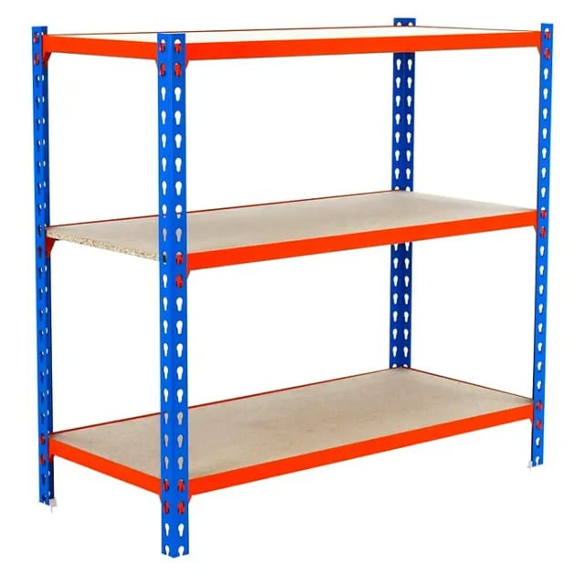 Simonrack Moderne Metallregal Blau Orange Holz
