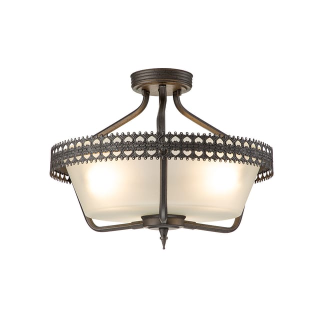 Elstead - Crown - 3 Light Semi Flush Deckenpendelleuchte Eisen, E27
