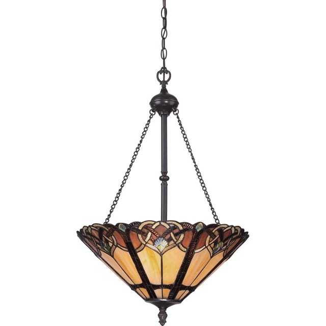 Hängeleuchte Deckenlampe Pendelleuchte Tiffany-glas Stahl D 40,8 Cm 3 Flammig