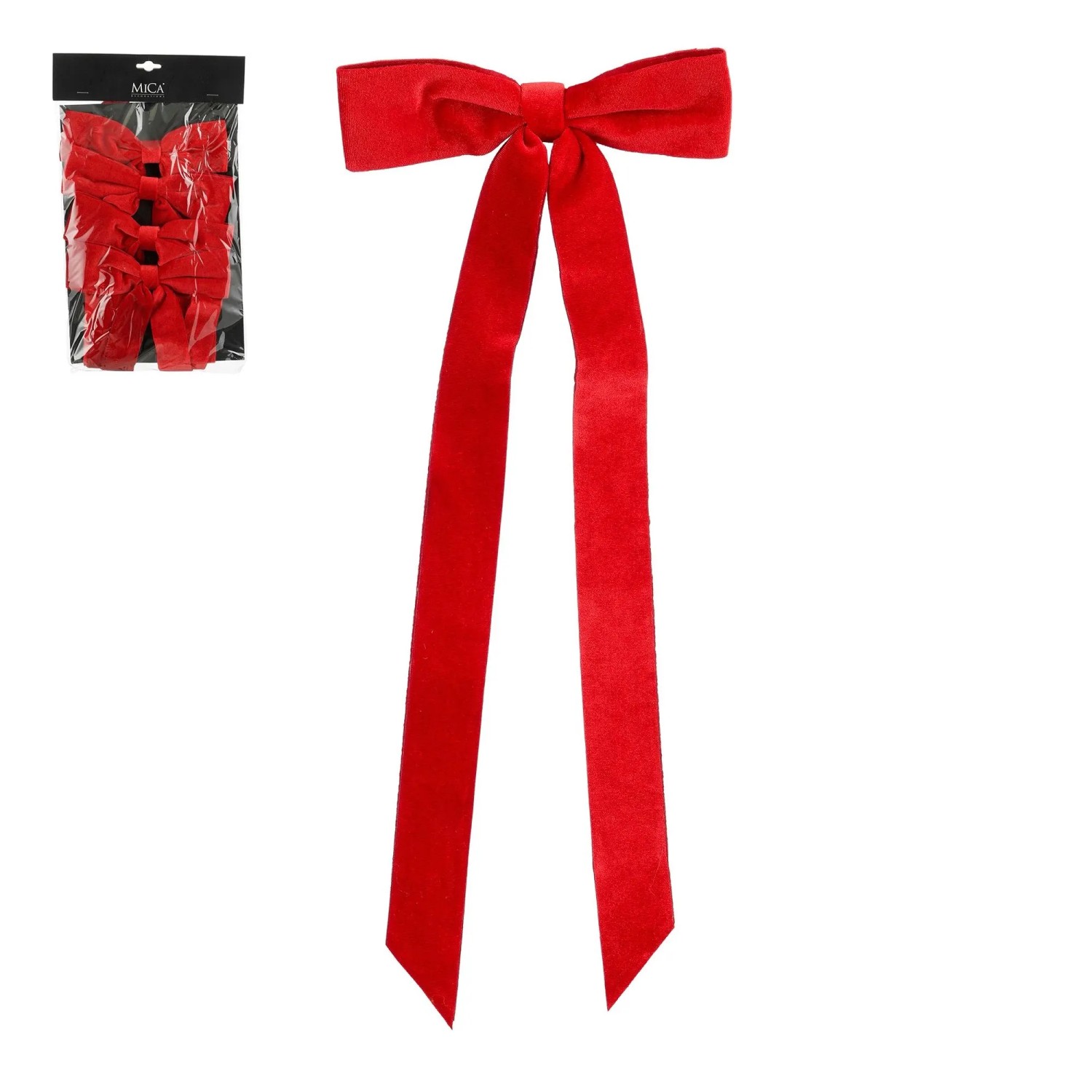 Mica Decorations Schleife-Set 2 cm x 19 cm x 48 cm Rot 4 Stück