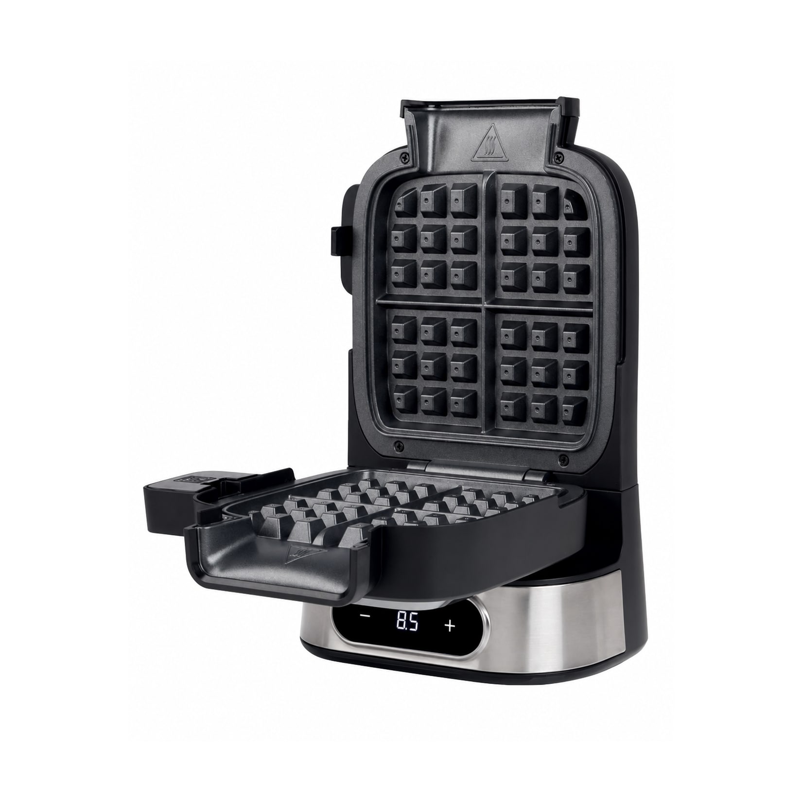 PROFICOOK PC-WA 1350 Waffelautomat (Belgische Waffeln, vertikal, 1000 W, Edelstahleinlagen, antihaftbeschichtet, Backfläche 17 × 17 cm, Profi-Einfüllöffnung mit Dosierhilfe (160 ml), LED-Display)