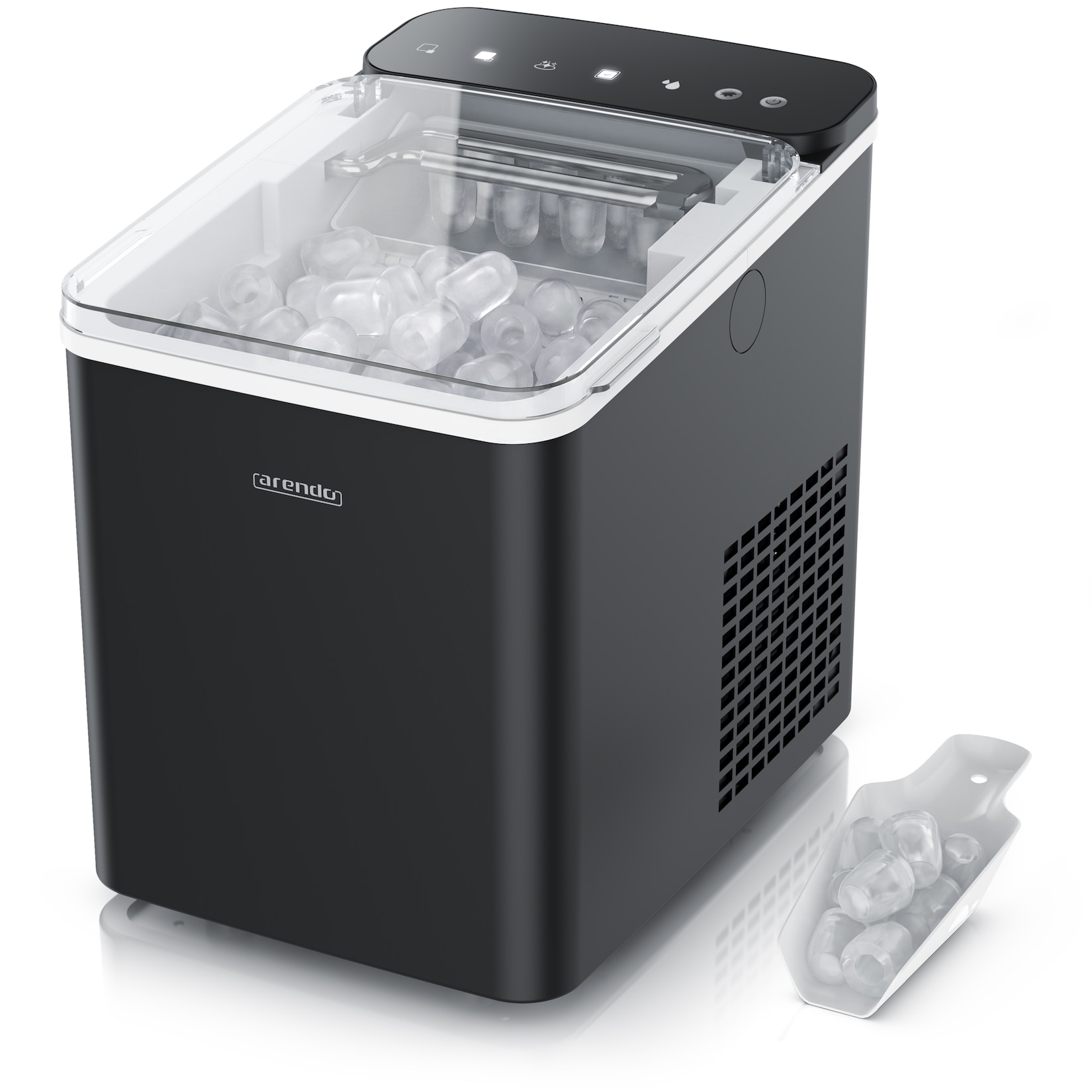 Arendo Eiswürfelmaschine, Ice Maker Eiswürfelbereiter, max. 12kg Eiswürfe pro Tag, 1,1L Behälter, schwarz