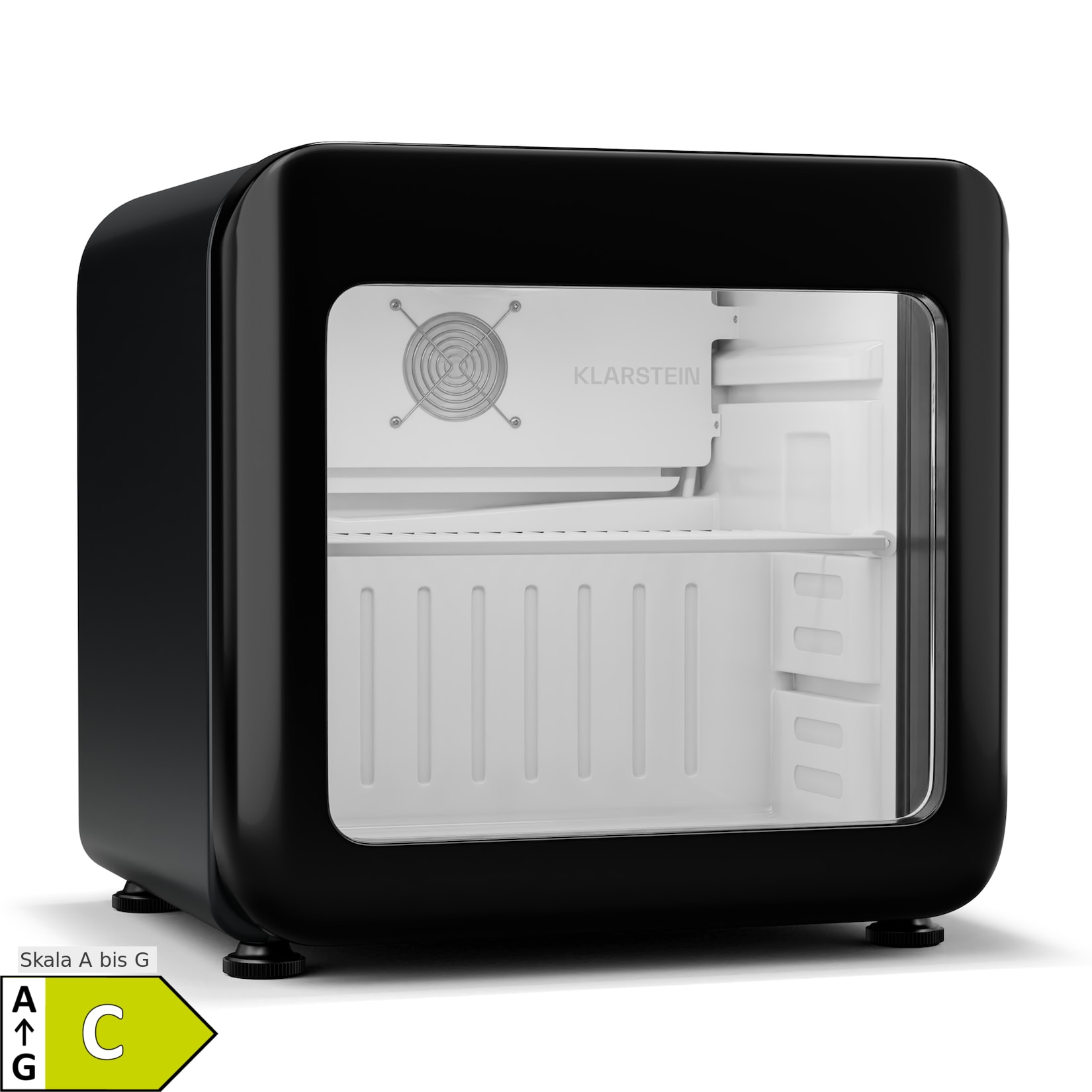 Audrey Evo Getränkekühlschrank Retro-Design Glastür 45 L EEK C Schwarz 46 Liter