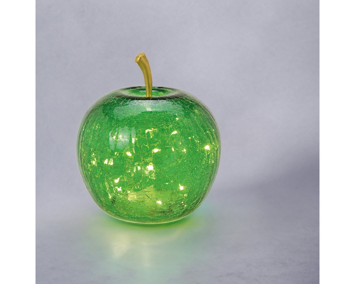matches21 HOME & HOBBY Dekolicht Apfel & 20er LED Licht & Timer Dekoapfel Glas grün Ø 16 cm, LED, fest integriert, Batterien nicht im Lieferumfang enthalten