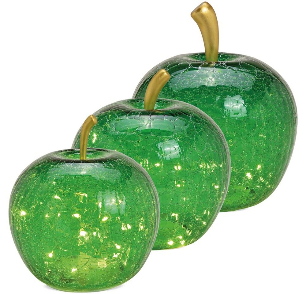 matches21 HOME & HOBBY Dekolicht Apfel & 20er LED Licht & Timer Dekoapfel Glas grün Ø 16 cm, LED, fest integriert, Batterien nicht im Lieferumfang enthalten Bild 3