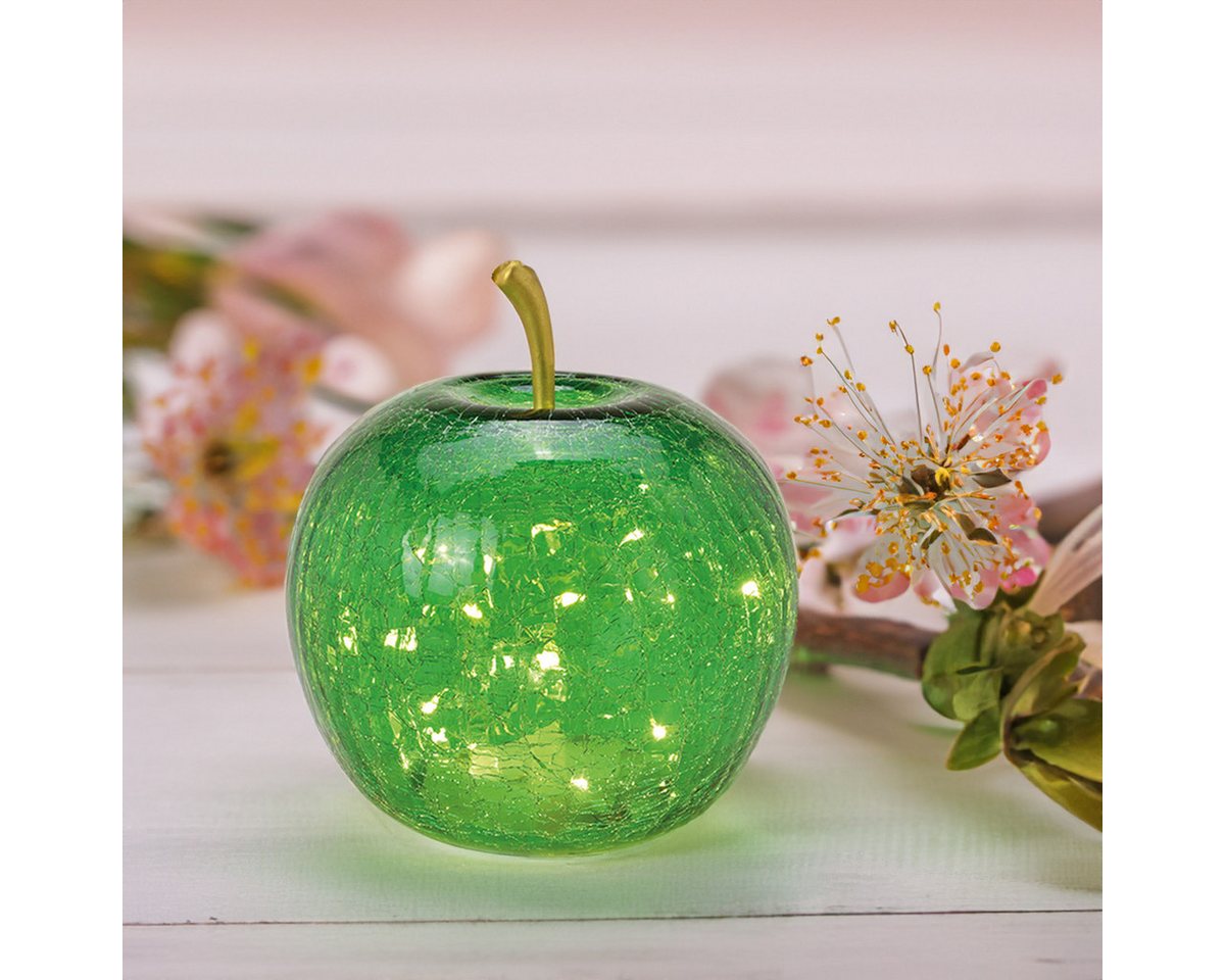 matches21 HOME & HOBBY Dekolicht Apfel & 20er LED Licht & Timer Dekoapfel Glas grün Ø 16 cm, LED, fest integriert, Batterien nicht im Lieferumfang enthalten Bild 5