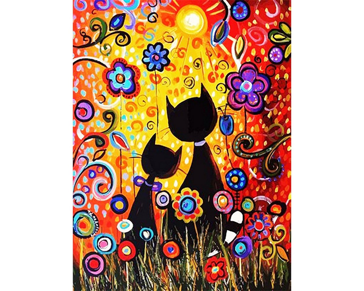 Pracht Kreativset PRACHT Diamond Painting Katzen mit Blumen 30x40cm
